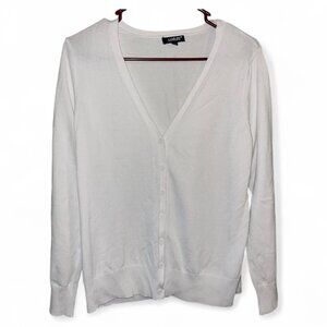 AAMILIFE White Lightweight Button-Up Cardigan Sweater - Size Large